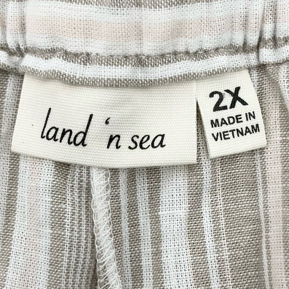 NWT Land n Sea Tan Striped Linen Blend Wide Leg Pants 2X - Picture 8 of 12
